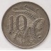 AUSTRALIA 1972 . TEN 10 CENTS COIN . ERROR . SPLIT FLAN . QUEENS HEAD SHOWING